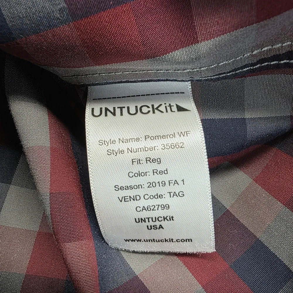 UNTUCKit Shirt Mens 2XL Plaid Pomerol WF Wrinkle Free Button‎ Down Casual